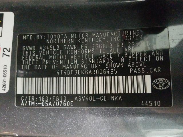 2010 TOYOTA CAMRY BASE 4T4BF3EK6AR006495