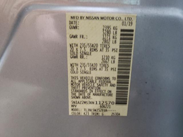 2019 NISSAN MURANO S 5N1AZ2MS3KN112570