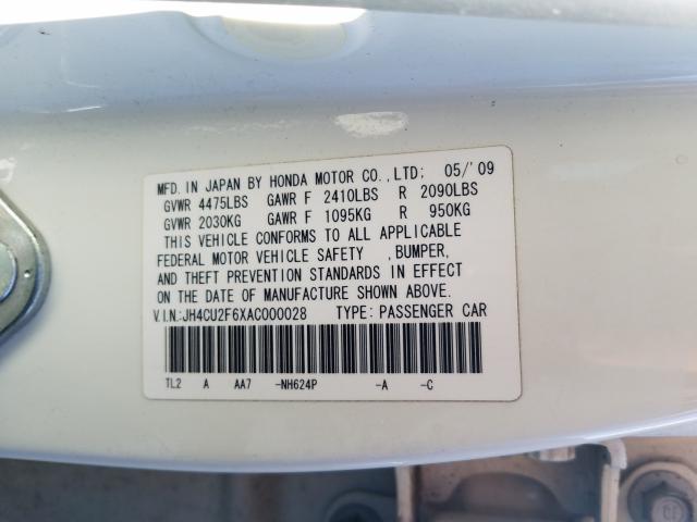 2010 ACURA TSX JH4CU2F6XAC000028