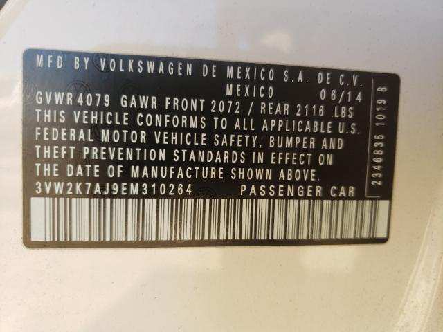 2014 VOLKSWAGEN JETTA BASE 3VW2K7AJ9EM310264