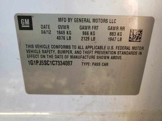 2012 CHEVROLET CRUZE ECO 1G1PJ5SC1C7334087