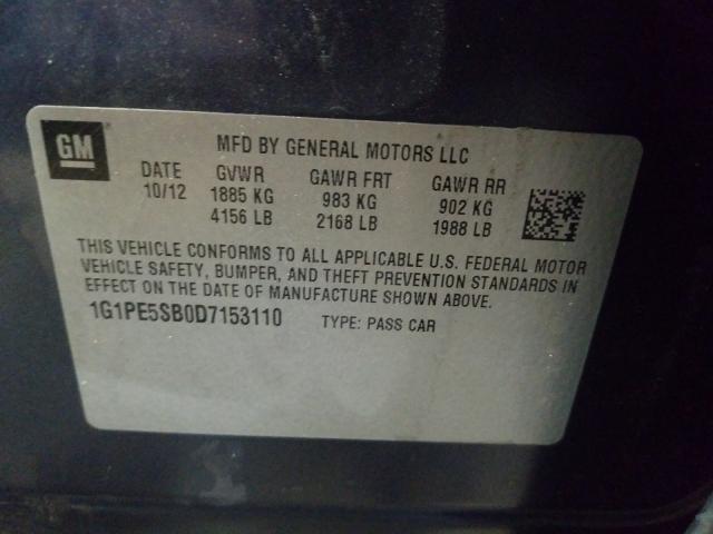 2013 CHEVROLET CRUZE LT 1G1PE5SB0D7153110