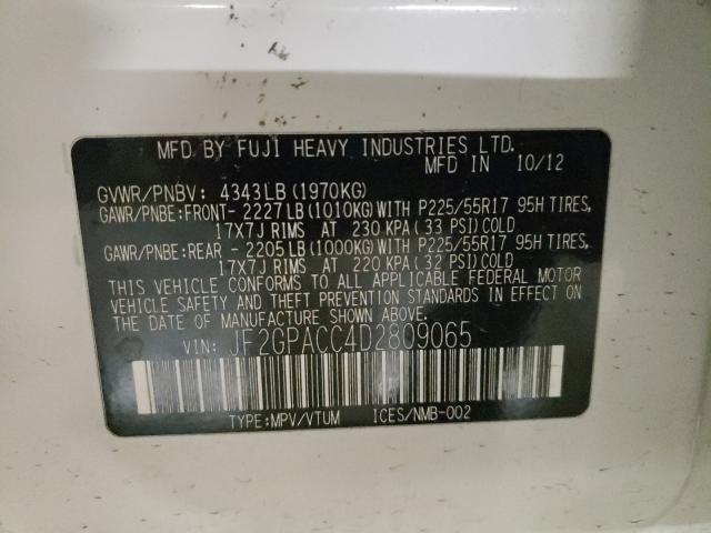 2013 SUBARU XV CROSSTR JF2GPACC4D2809065