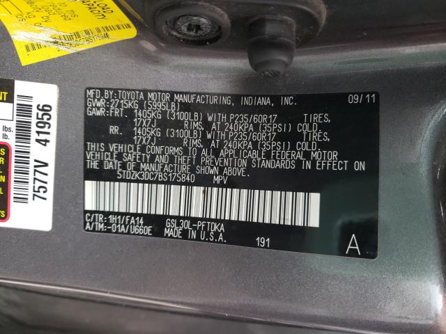 2011 TOYOTA SIENNA 5TDZK3DC7BS175840