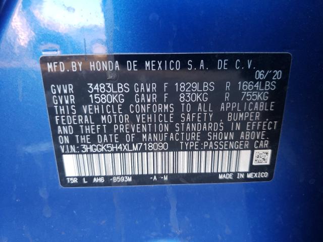 2020 HONDA FIT LX 3HGGK5H4XLM718090