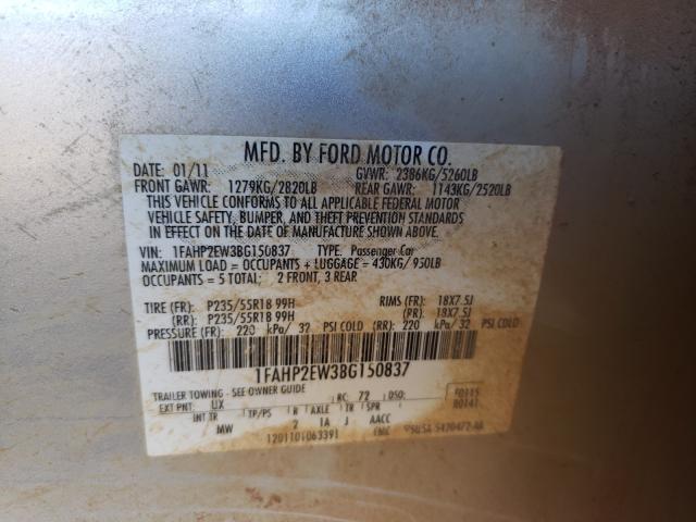 2011 FORD TAURUS SEL 1FAHP2EW3BG150837
