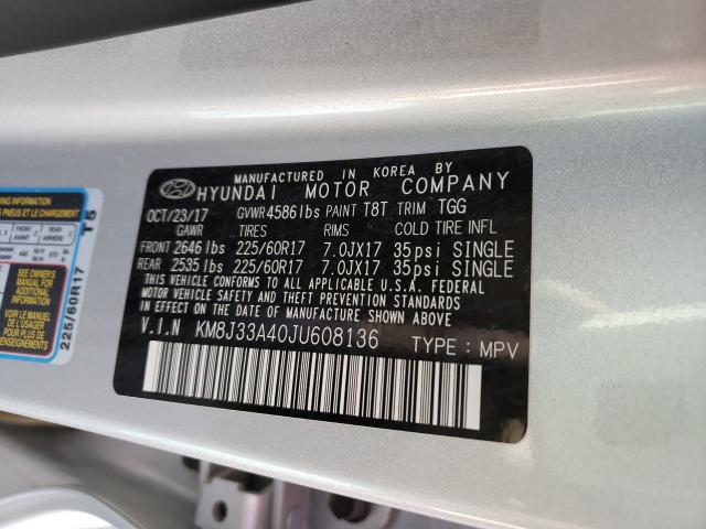 2018 HYUNDAI TUCSON SEL KM8J33A40JU608136