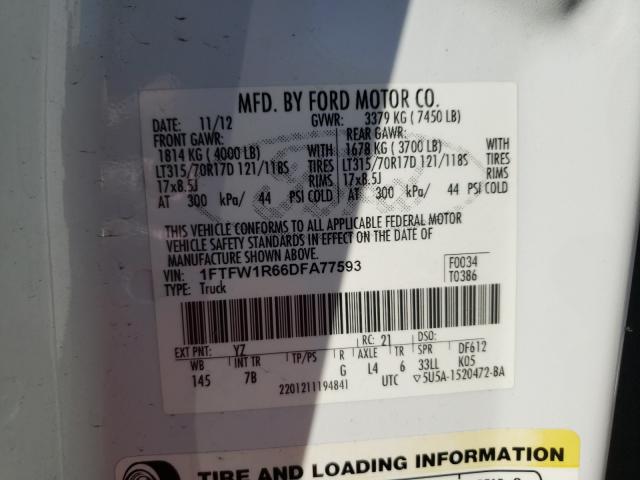 2013 FORD F150 SVT R 1FTFW1R66DFA77593