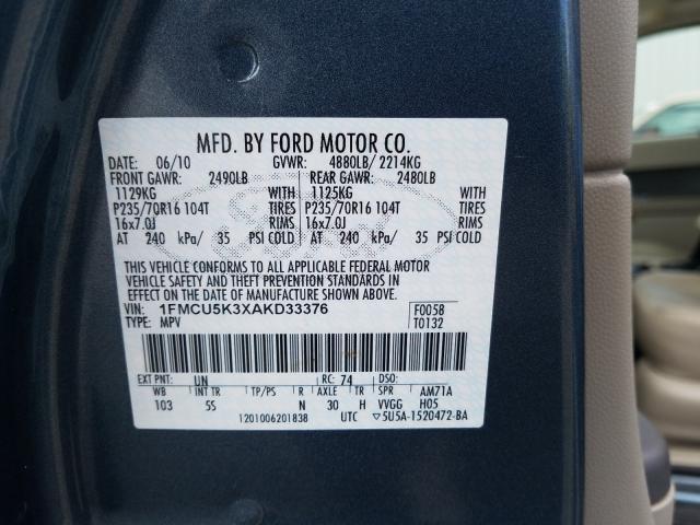 2010 FORD ESCAPE HYB 1FMCU5K3XAKD33376