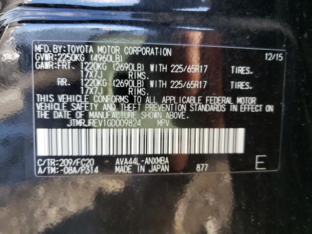 2016 TOYOTA RAV4 HV XL JTMRJREV1GD009824