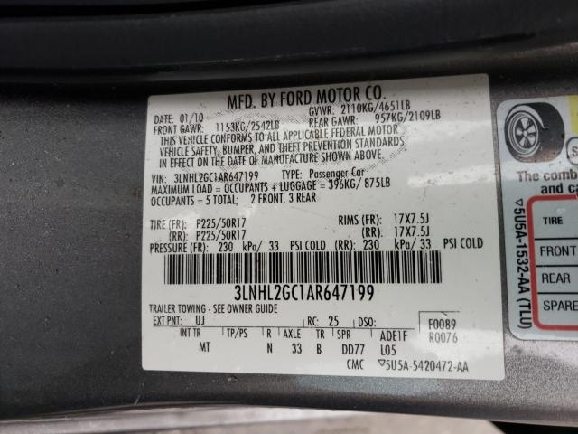 2010 LINCOLN MKZ 3LNHL2GC1AR647199