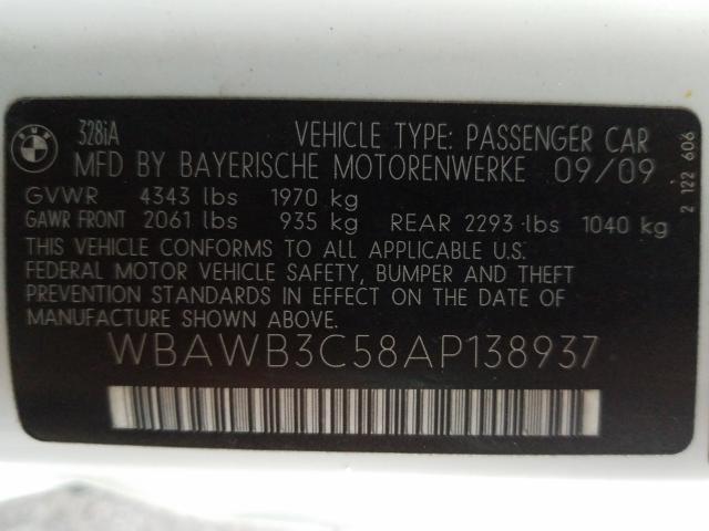2010 BMW 328 I WBAWB3C58AP138937