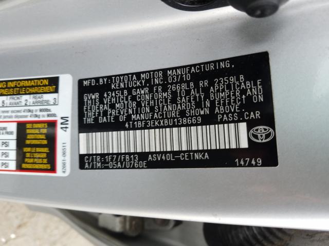 2011 TOYOTA CAMRY BASE 4T1BF3EKXBU138669