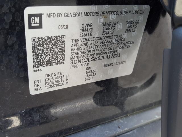 2018 CHEVROLET TRAX 1LT 3GNCJLSB0JL417821