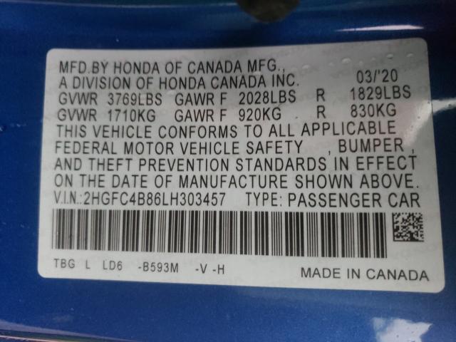 2020 HONDA CIVIC SPOR 2HGFC4B86LH303457