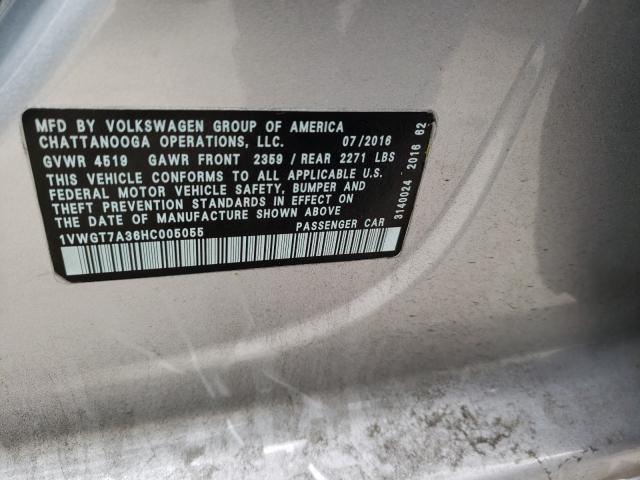 2017 VOLKSWAGEN PASSAT SE 1VWGT7A36HC005055