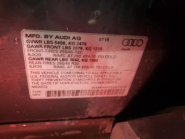 2018 AUDI Q5 PREMIUM WA1BNAFY2J2217272