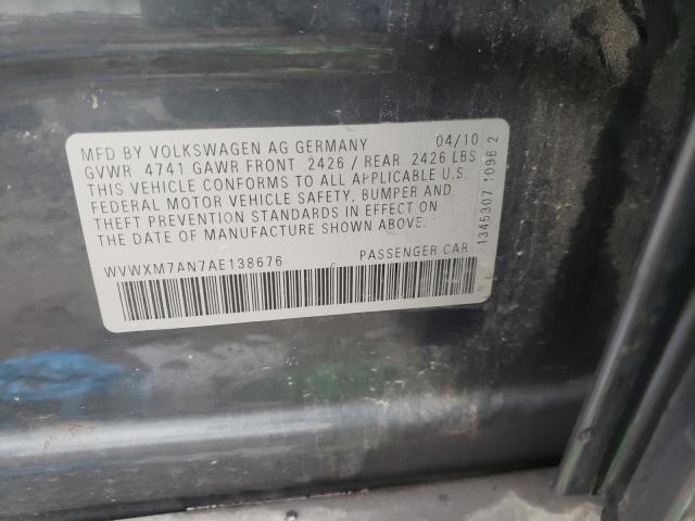 2010 VOLKSWAGEN PASSAT KOM WVWXM7AN7AE138676