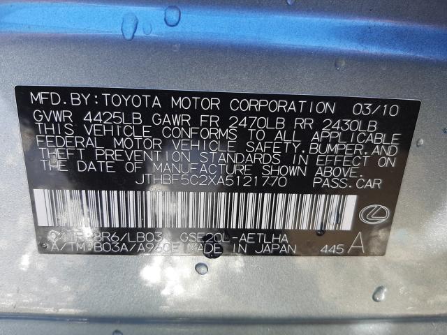 2010 LEXUS IS 250 JTHBF5C2XA5121770