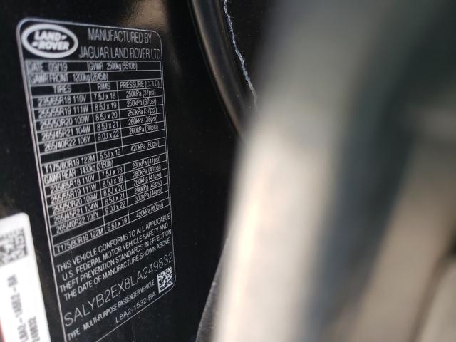 2020 LAND ROVER RANGE ROVE SALYB2EX8LA249832
