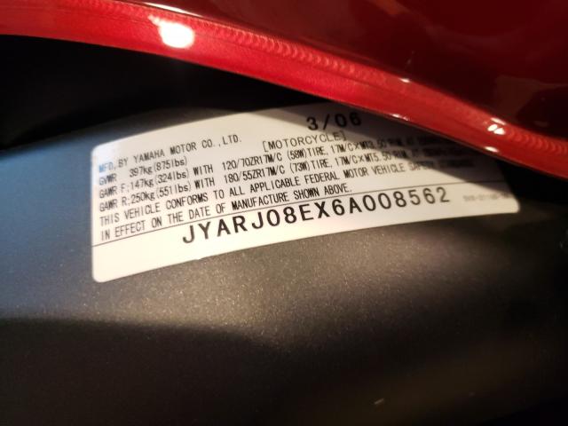 2006 YAMAHA FZ6 S JYARJ08EX6A008562