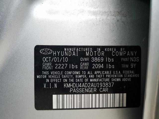 2010 HYUNDAI ELANTRA KMHDU4AD2AU193837