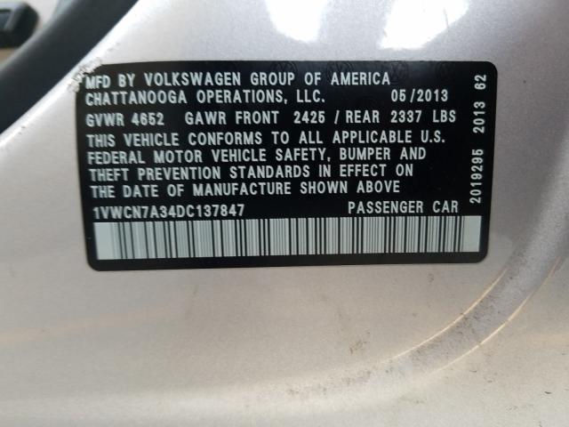 2013 VOLKSWAGEN PASSAT SEL 1VWCN7A34DC137847