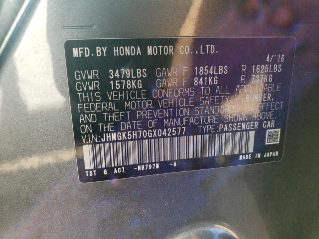 2016 HONDA FIT EX JHMGK5H70GX042577