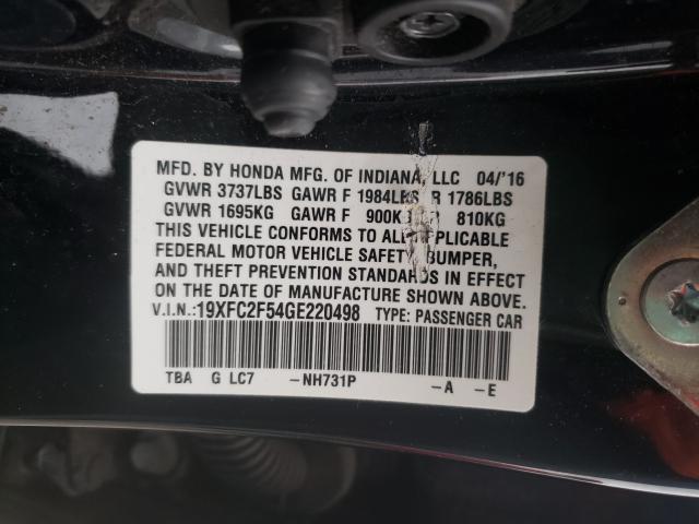 2016 HONDA CIVIC LX 19XFC2F54GE220498