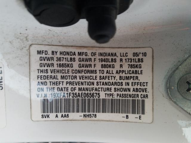 2010 HONDA CIVIC VP 19XFA1F35AE065675