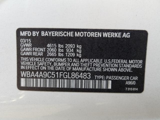 2015 BMW 428 I GRAN WBA4A9C51FGL86483
