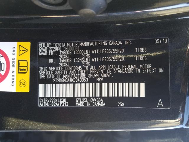 2019 LEXUS RX 450H BA 2T2BGMCA4KC040053