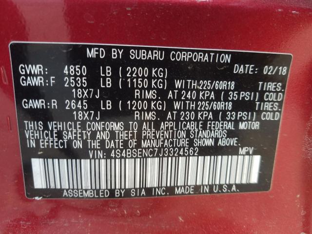 2018 SUBARU OUTBACK 3. 4S4BSENC7J3324562
