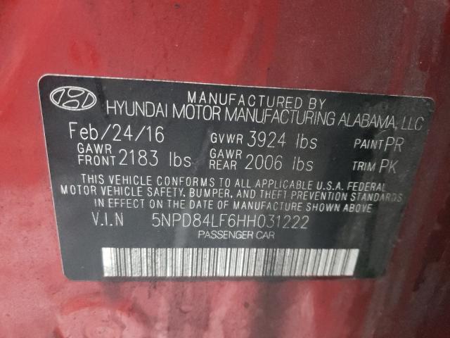 2017 HYUNDAI ELANTRA 5NPD84LF6HH031222