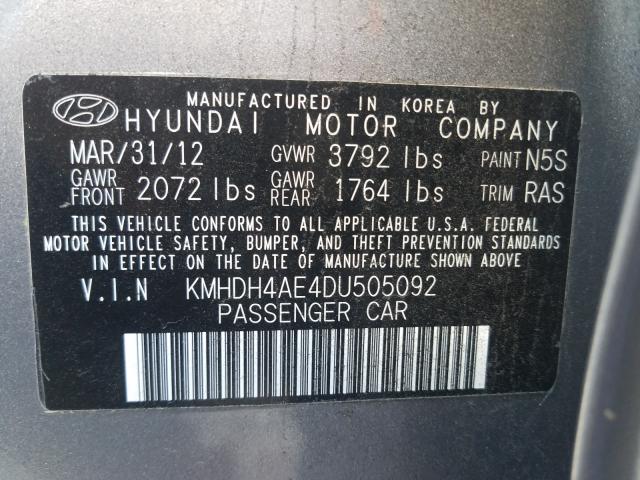 2013 HYUNDAI ELANTRA GL KMHDH4AE4DU505092