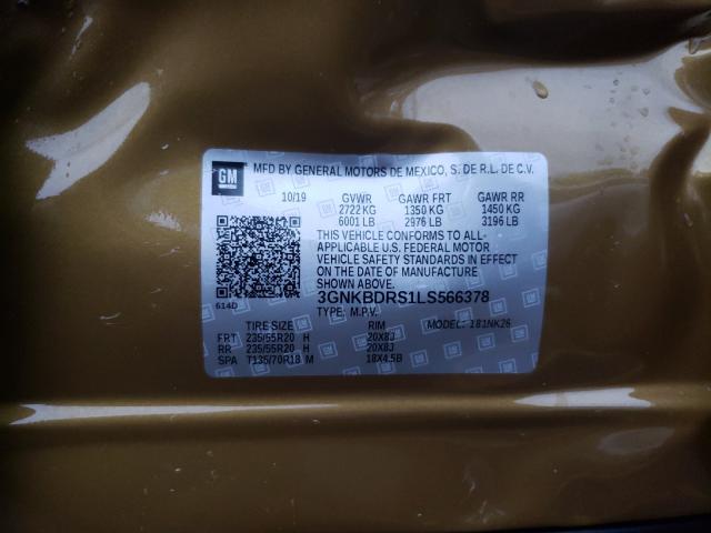 2020 CHEVROLET BLAZER 3LT 3GNKBDRS1LS566378