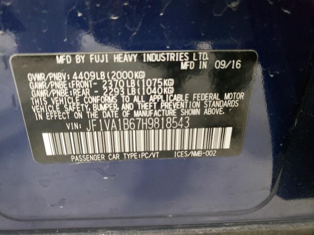 2017 SUBARU WRX JF1VA1B67H9818543