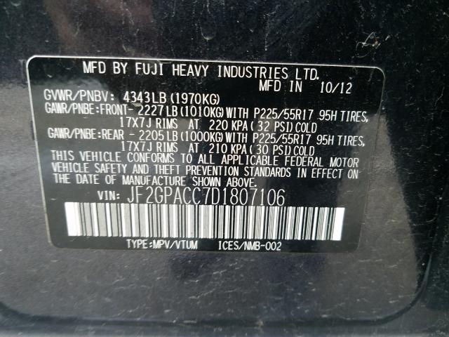 2013 SUBARU XV CROSSTR JF2GPACC7D1807106