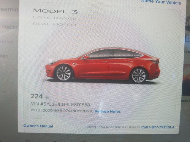 2020 TESLA MODEL 3 5YJ3E1EB4LF801888
