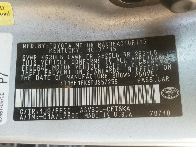 2015 TOYOTA CAMRY LE 4T1BF1FK9FU957259