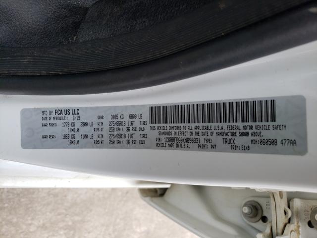 2019 DODGE RAM 1500 1C6RRFBG0KN890331