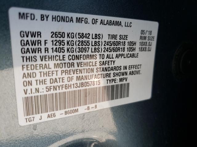 2018 HONDA PILOT LX 5FNYF6H13JB057815
