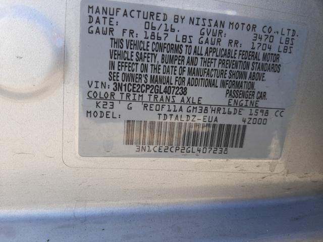 2016 NISSAN VERSA NOTE 3N1CE2CP2GL407238
