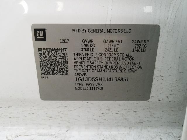 2018 CHEVROLET SONIC 1G1JD5SH1J4108851