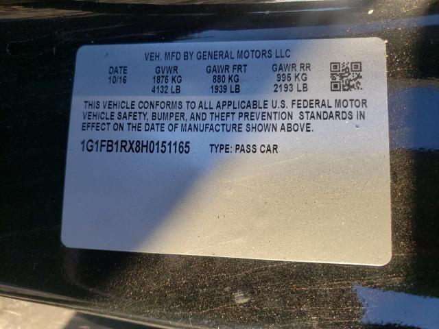 2017 CHEVROLET CAMARO LT 1G1FB1RX8H0151165