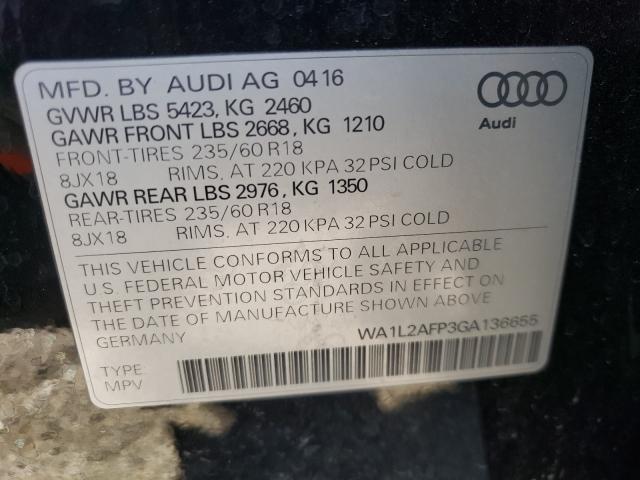 2016 AUDI Q5 PREMIUM WA1L2AFP3GA136655