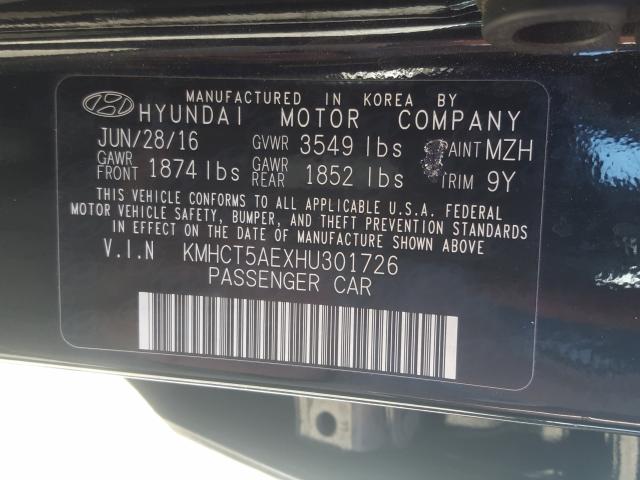 2017 HYUNDAI ACCENT SE KMHCT5AEXHU301726