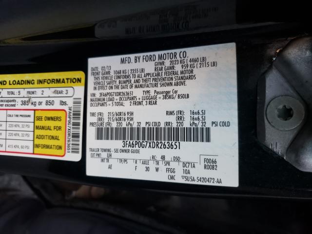 2013 FORD FUSION S 3FA6P0G7XDR263651