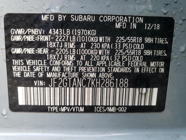 2019 SUBARU CROSSTREK JF2GTANC7KH286188