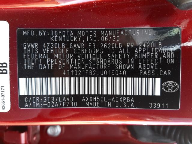 2020 TOYOTA AVALON LIM 4T1D21FB2LU019040
